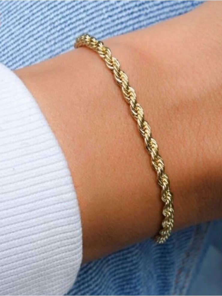 New 10k Solid Real Gold Rope Diamond Cut Bracelet Solid 10k Gold Bracelet Chain